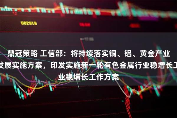 鼎冠策略 工信部：将持续落实铜、铝、黄金产业高质量发展实施方案，印发实施新一轮有色金属行业稳增长工作方案